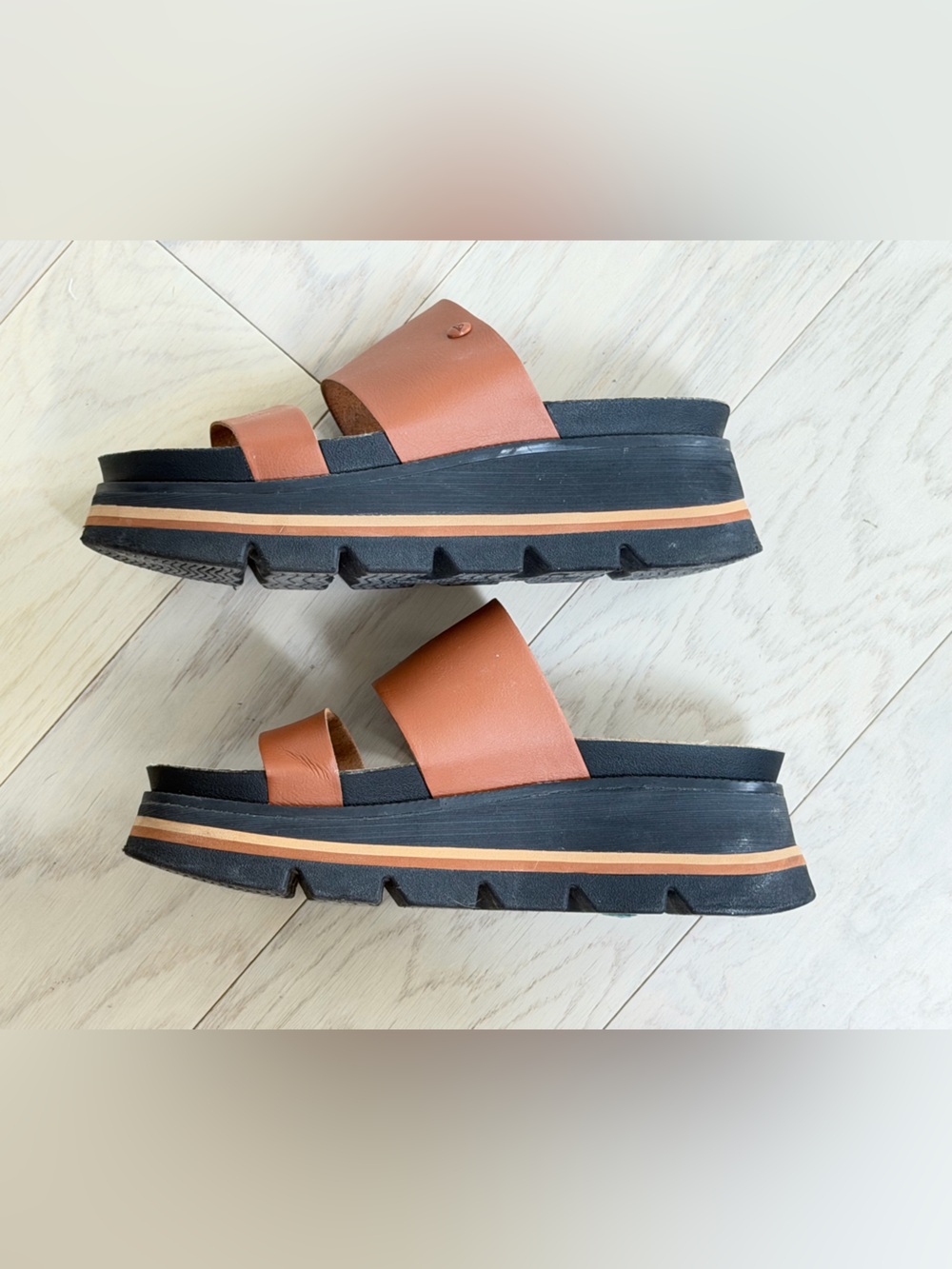 Reef Women’s Brown Leather Slide Sandals Size 7 - worn twice!